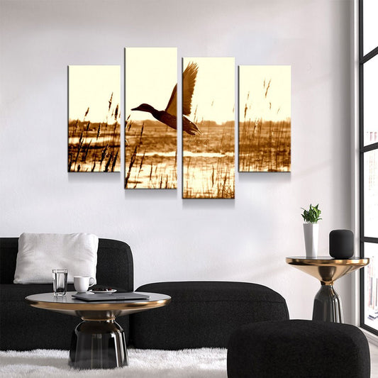 Duck Hunting 4-Piece Canvas Wall Art