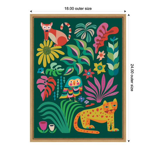 Jungle Animals Framed Canvas Wall Art, Safari Nursery Decor
