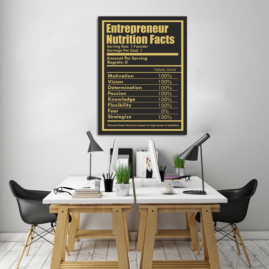 Entrepreneur Nutrition Facts Motivational Canvas Wall Art