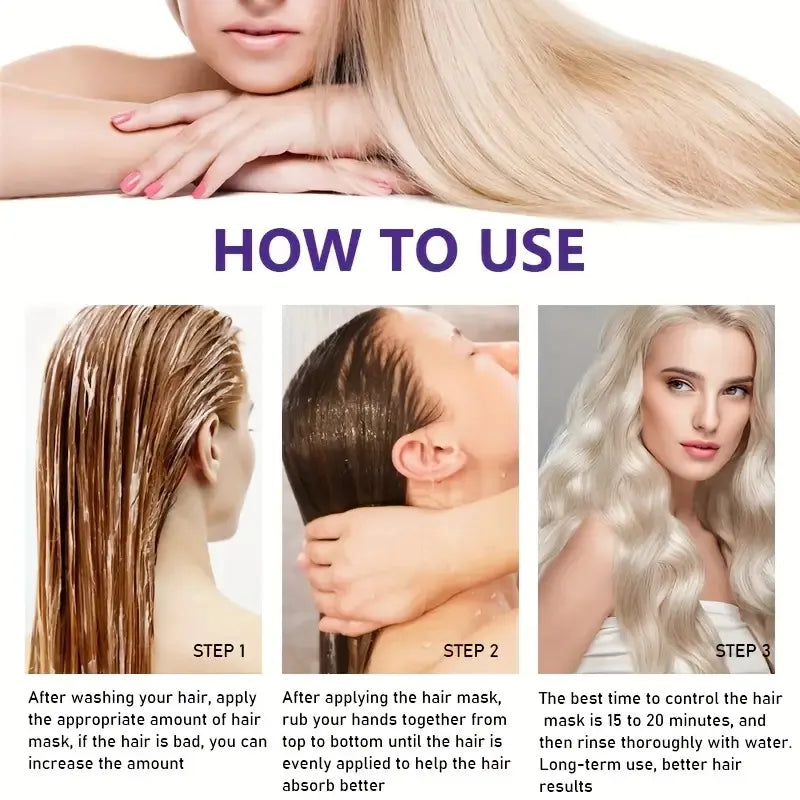 Applying purple toning hair mask after shampoo