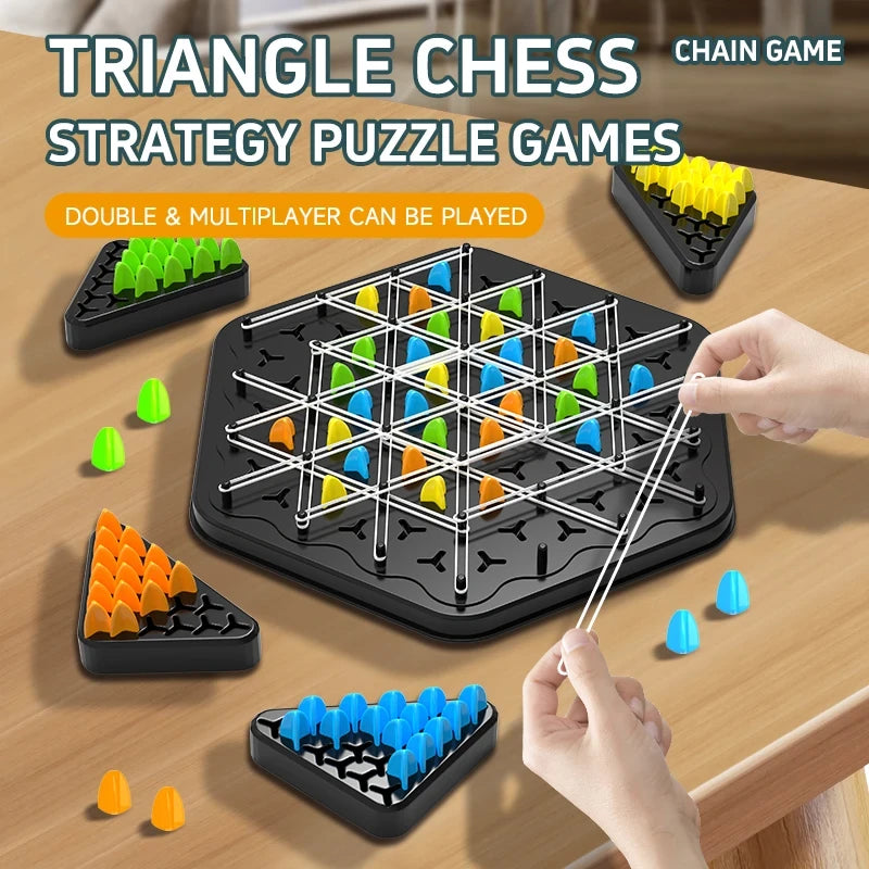family playing triangle chess game 2 to 4 players