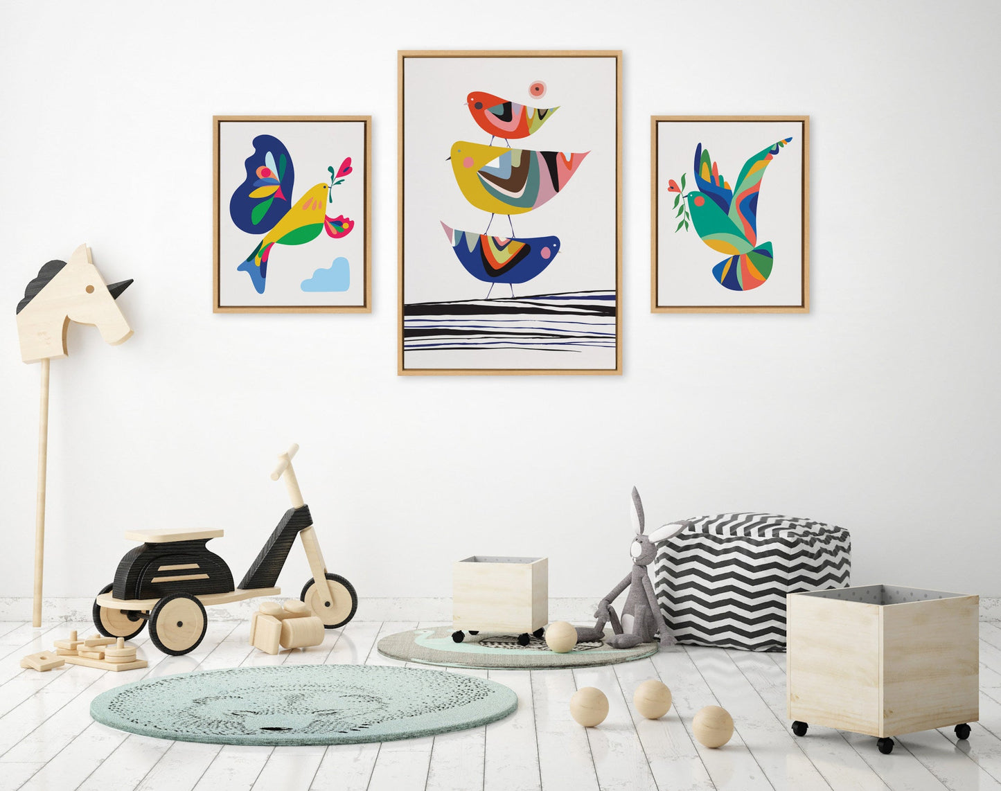 Family Tree, Bird of Peace and Peace Dove Framed Canvas Art Set