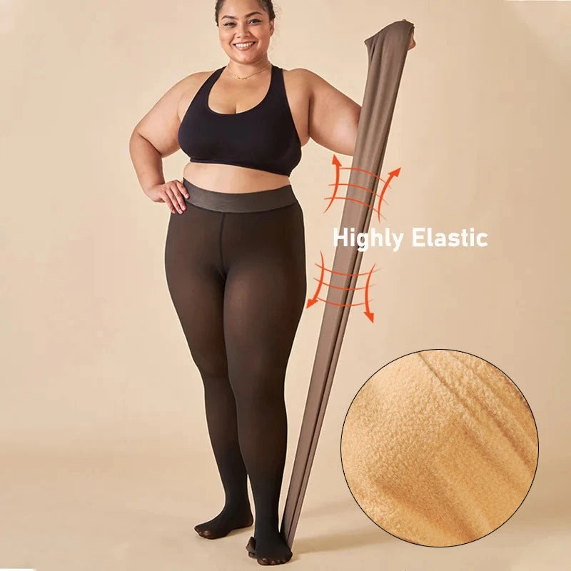 high stretch demonstration of fleece lined tights