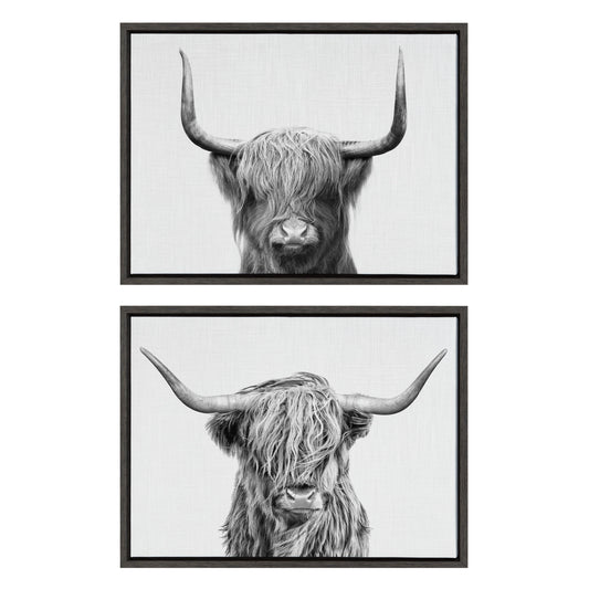 Highland Cow Duo 2 Piece Framed Canvas Art Set
