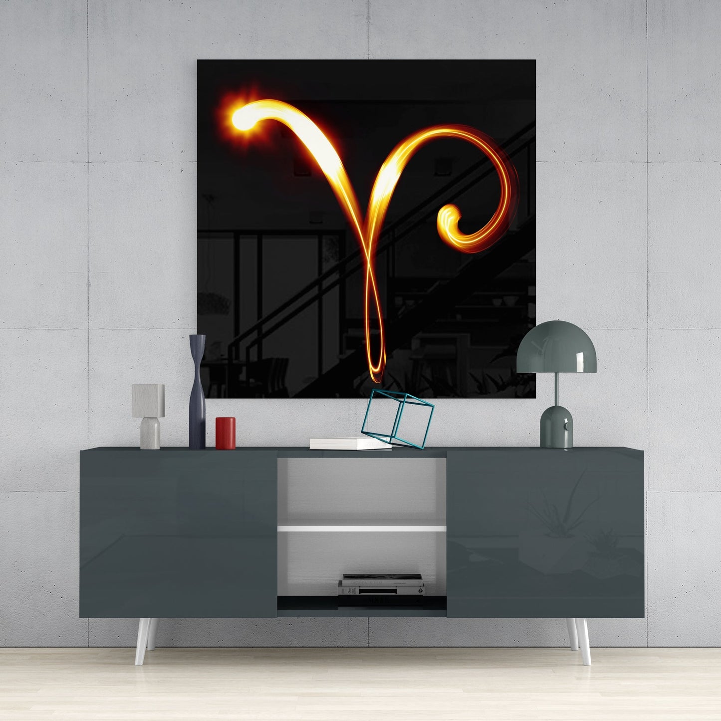 Aries Symbol Glass Wall Art