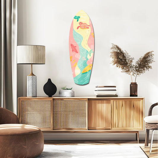 Cute Sea Creatures Glass Wall Art