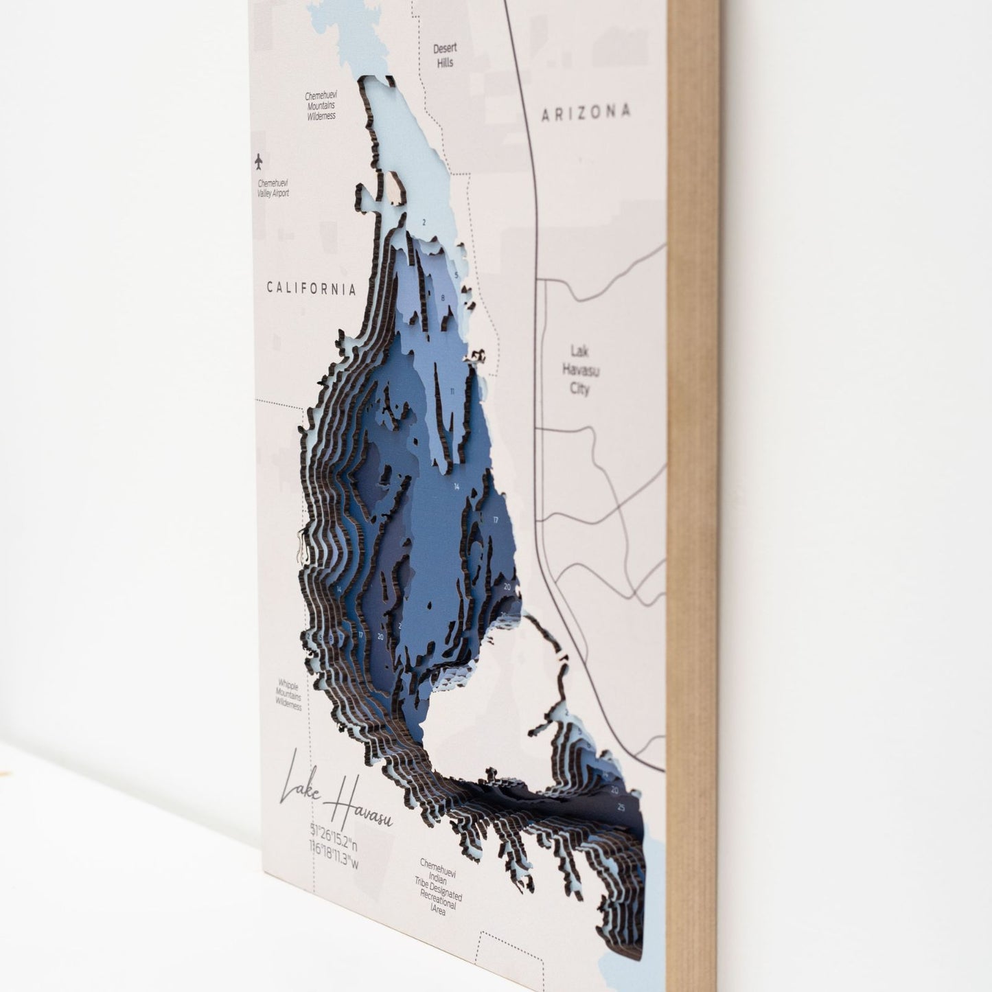 Wooden Lake Havasu Map Wall Art