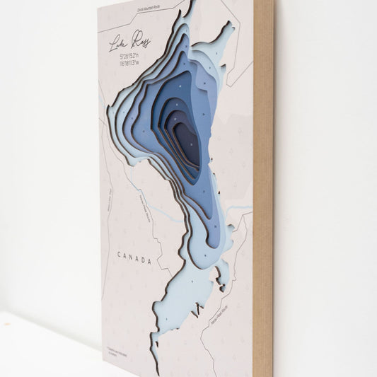 Wooden Lake Ross Map Wall Art
