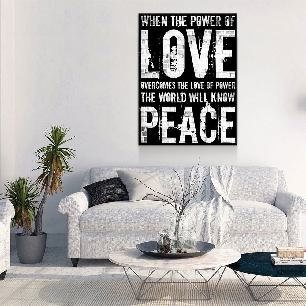 Love Peace Canvas Wall Art, Power Of Love Quote