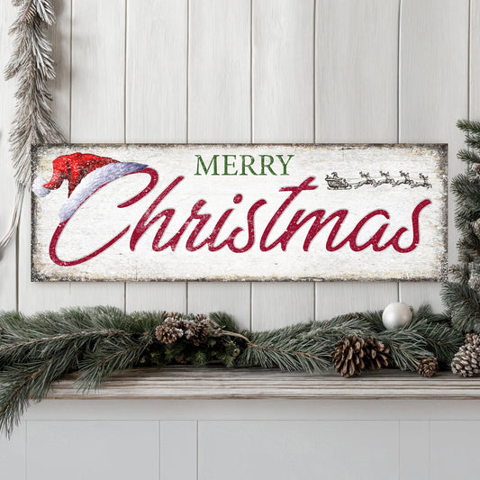 Vintage Merry Christmas Canvas Sign IV