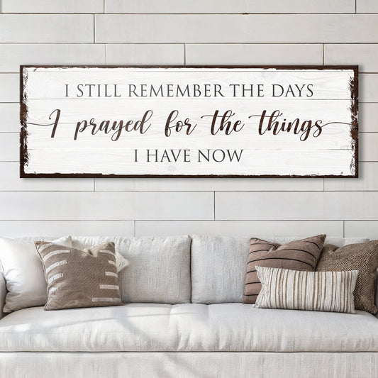 I Still Remember the Days Brown Script Plank-Look canvas shown in a styled room setting, view 2