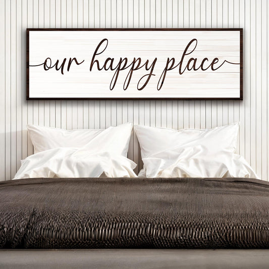 Our Happy Place Script canvas shown in a styled room setting, view 2
