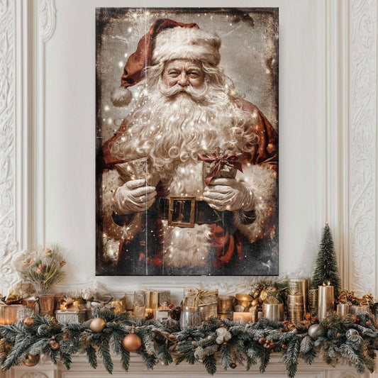 Vintage Christmas Santa Claus Canvas Wall Art