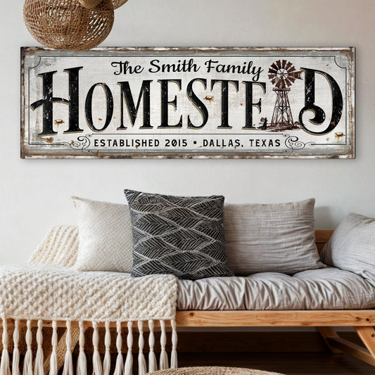 Vintage Rust Homestead Canvas Sign