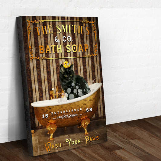 Wash Your Paws Funny Pet Bathroom Canvas Sign