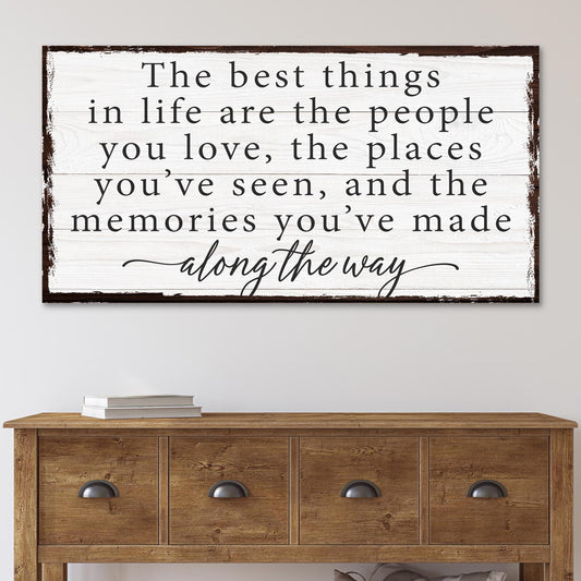 Best Things serif quote canvas shown in a styled room setting, view 2