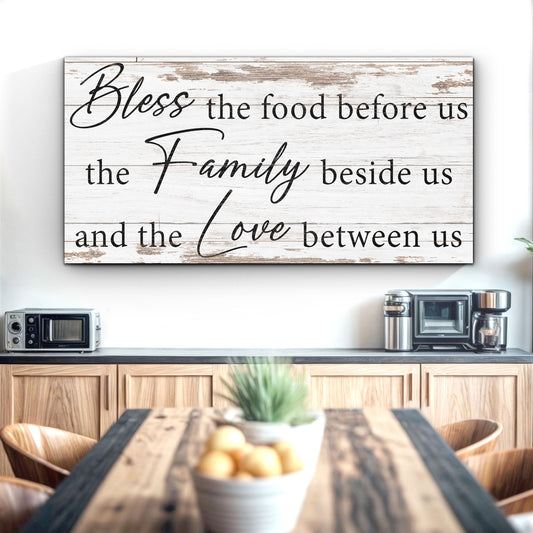 Bless the Food Family and Love Canvas Wall Art