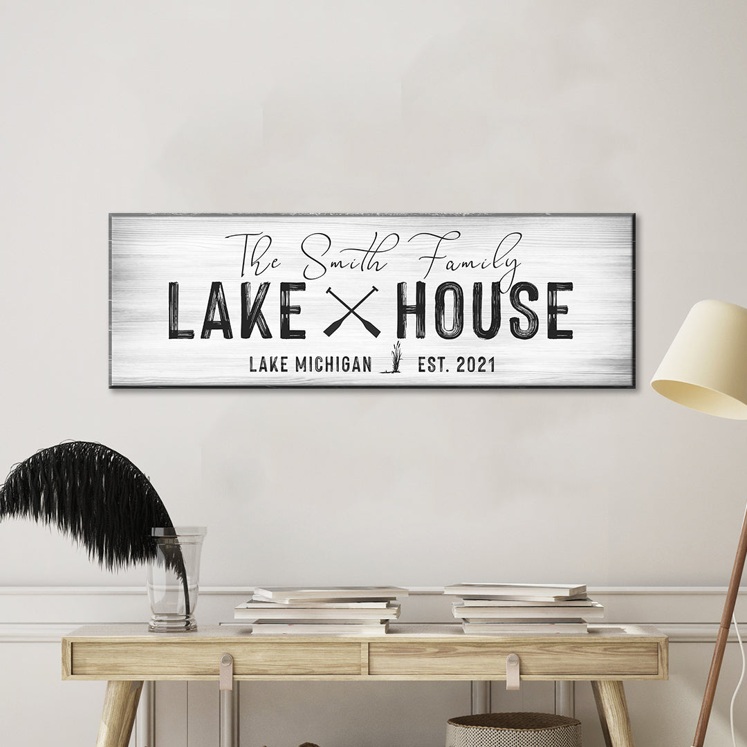 Classic Family Lake House Canvas Sign
