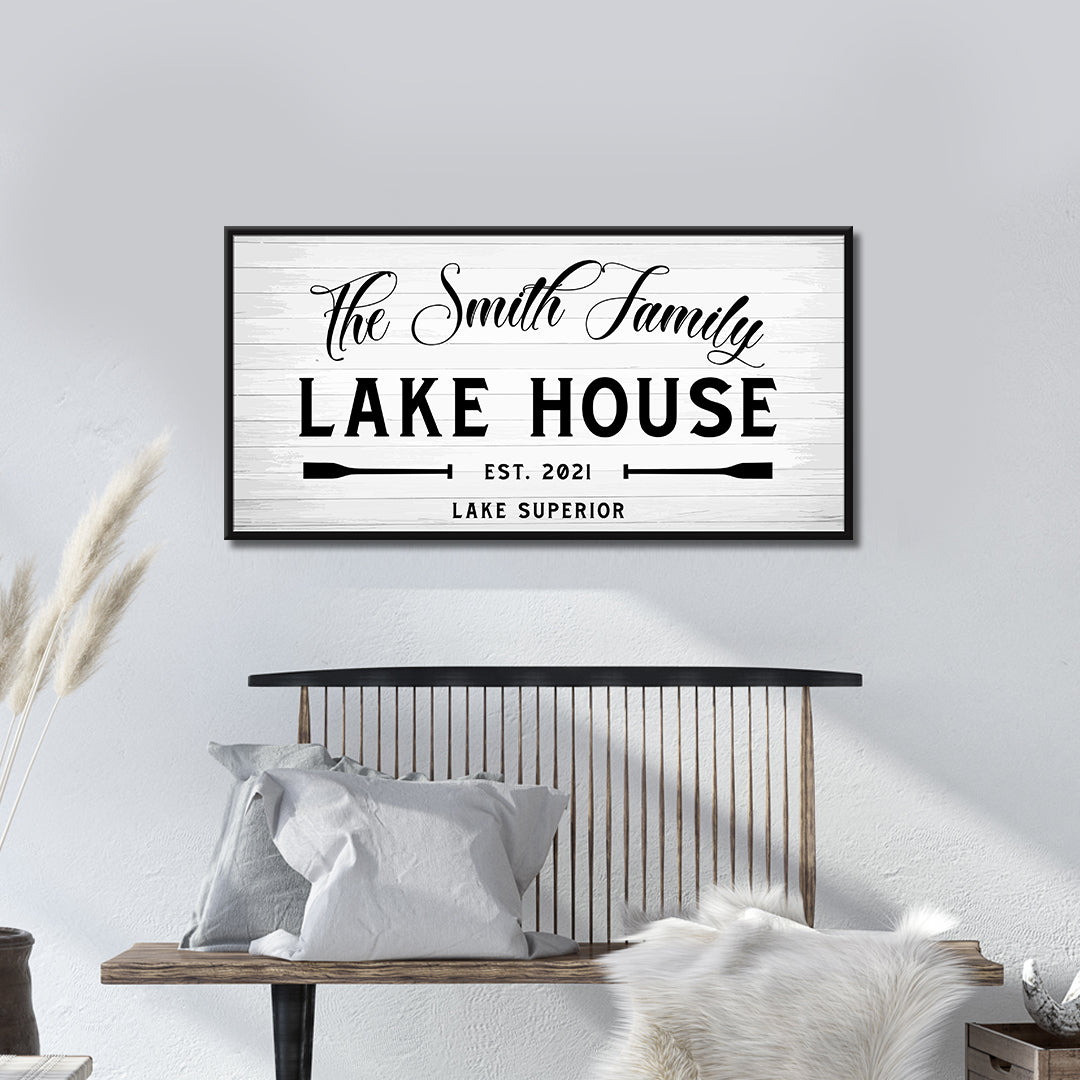 Rustic Family Lake House Canvas Sign