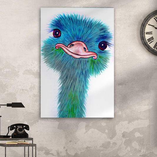 Blue Ostrich Face canvas shown in a styled room setting, view 2