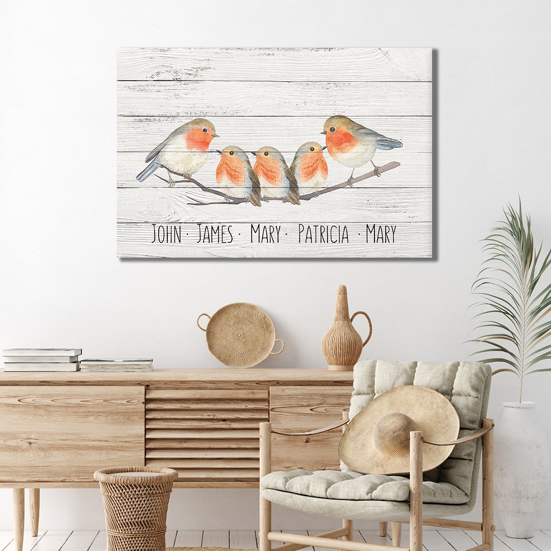 Personalized Family Flock of Birds Canvas Sign