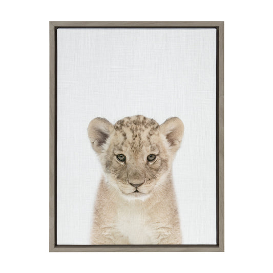Sylvie Baby Lion Color Framed Canvas by Simon Te of Tai Prints