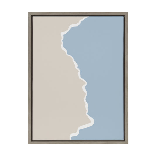 Beige and Blue Abstract Landscape Canvas Wall Art