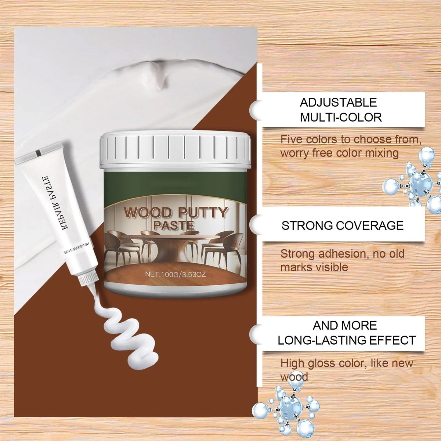 Wood Furniture Repair Kit – Instantly Restore Scratched, Cracked, or Damaged Wood Like New