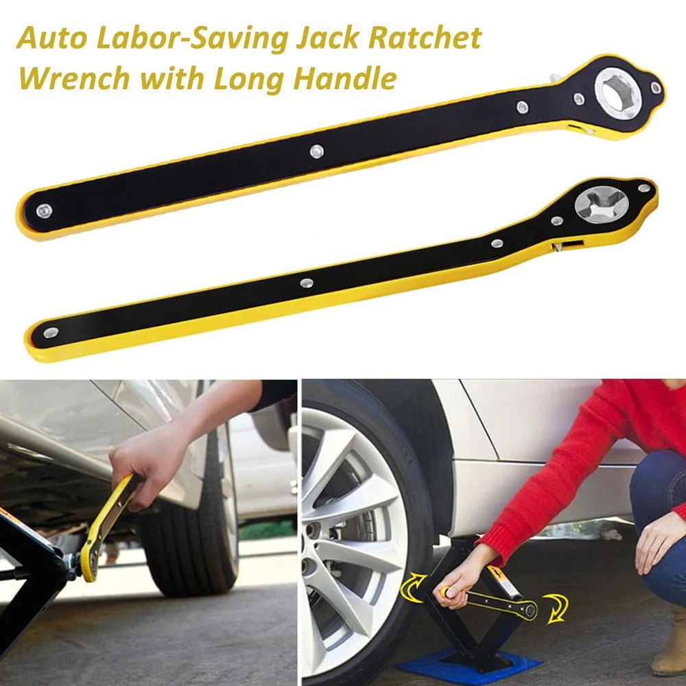 Auto Labor-Saving Jack Ratchet Wrench with Long Handle on a white background