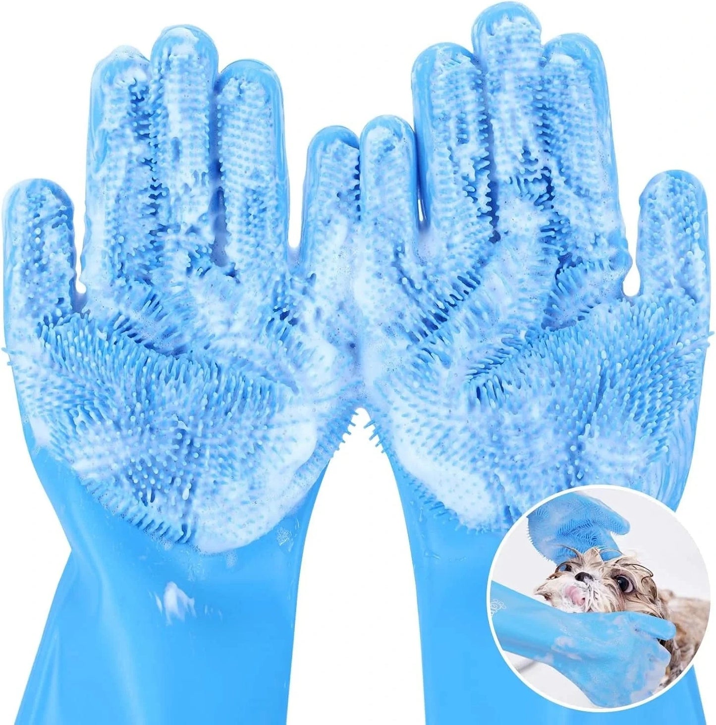 Pet Grooming Gloves - Instantly Make Bath Time Easy