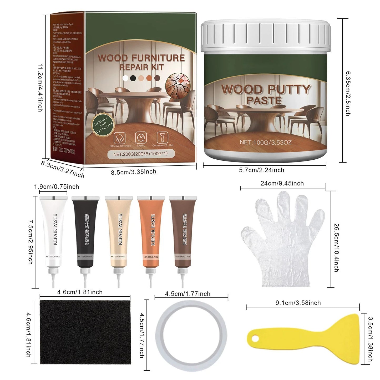 Wood Furniture Repair Kit – Instantly Restore Scratched, Cracked, or Damaged Wood Like New