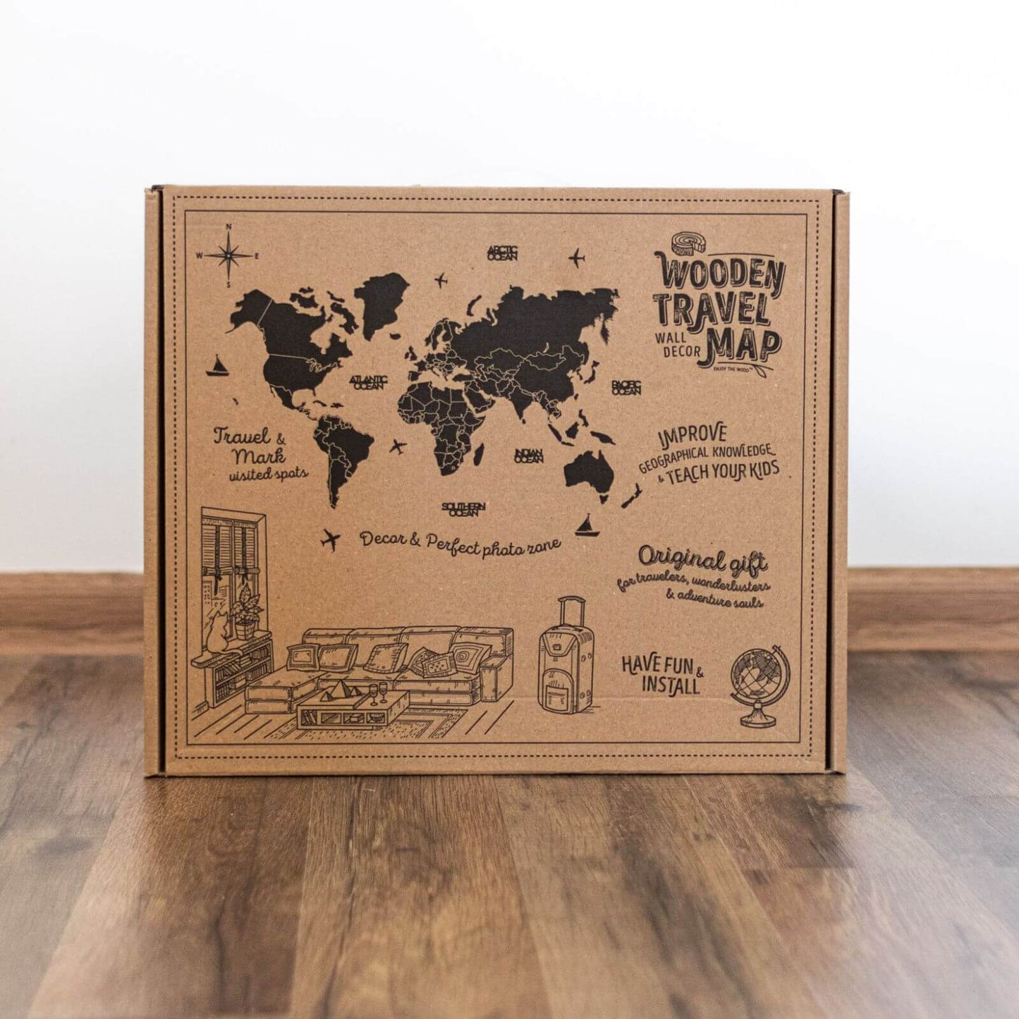 3D Wooden World Map Wall Art - Nordik US