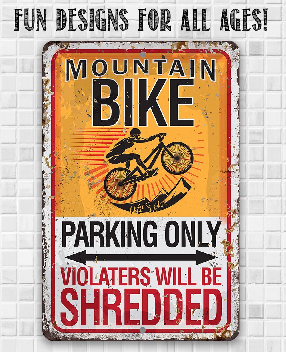 Mountain Bike Parking Metal Sign