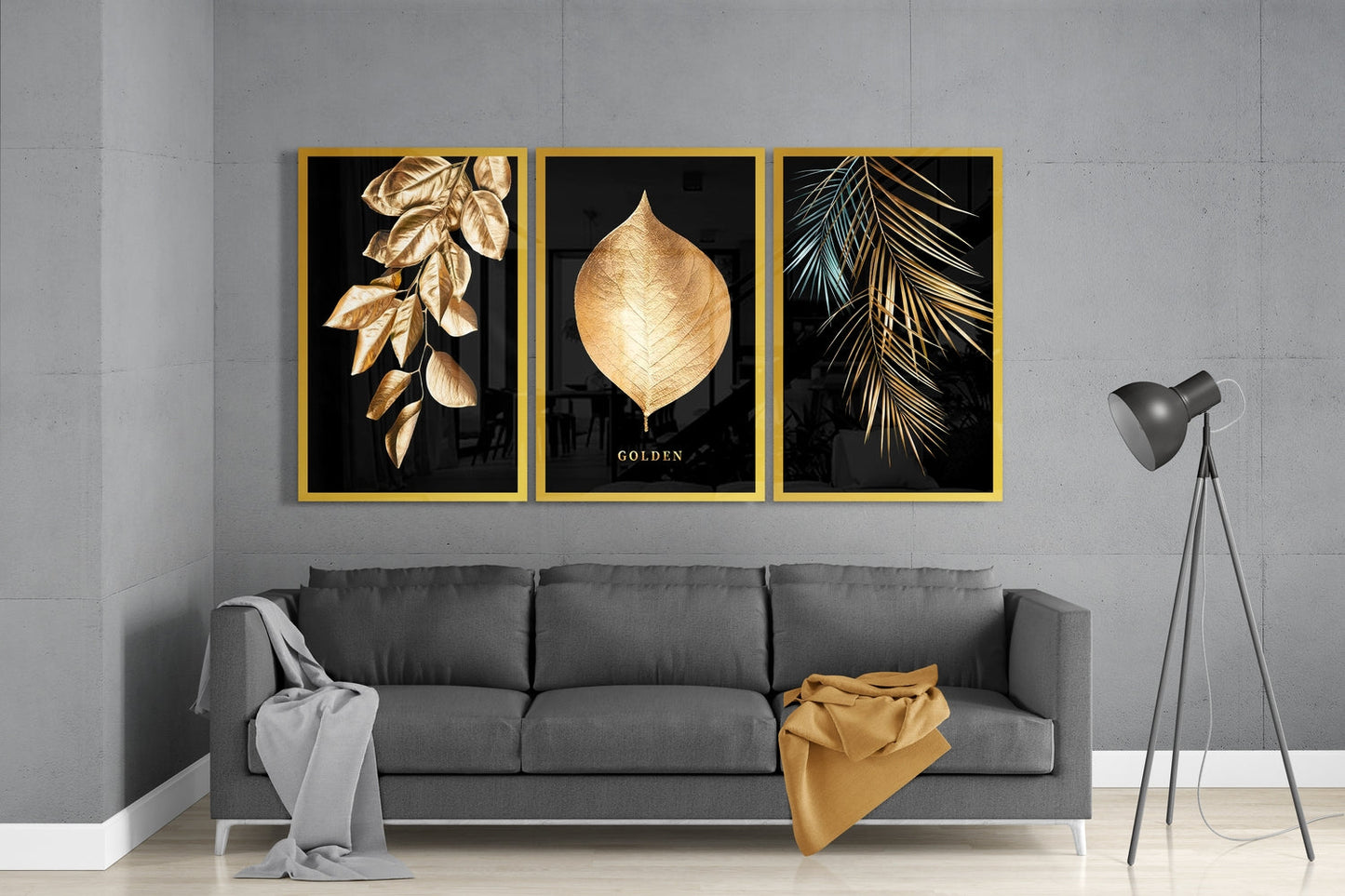 Golden Glass Wall Art