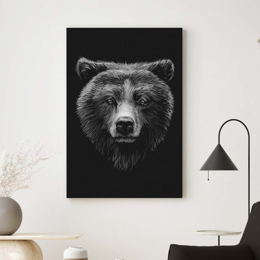 Forest Bear Monochrome Canvas Wall Art