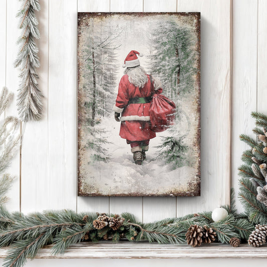 Vintage Christmas Santa Claus Canvas Wall Art