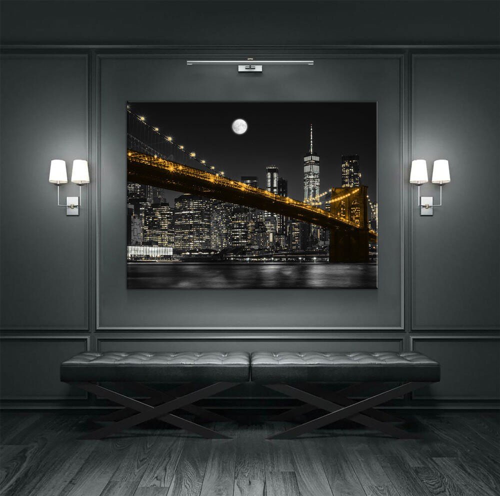 Brooklyn Bridge At Night Canvas Wall Art - NYC Skyline