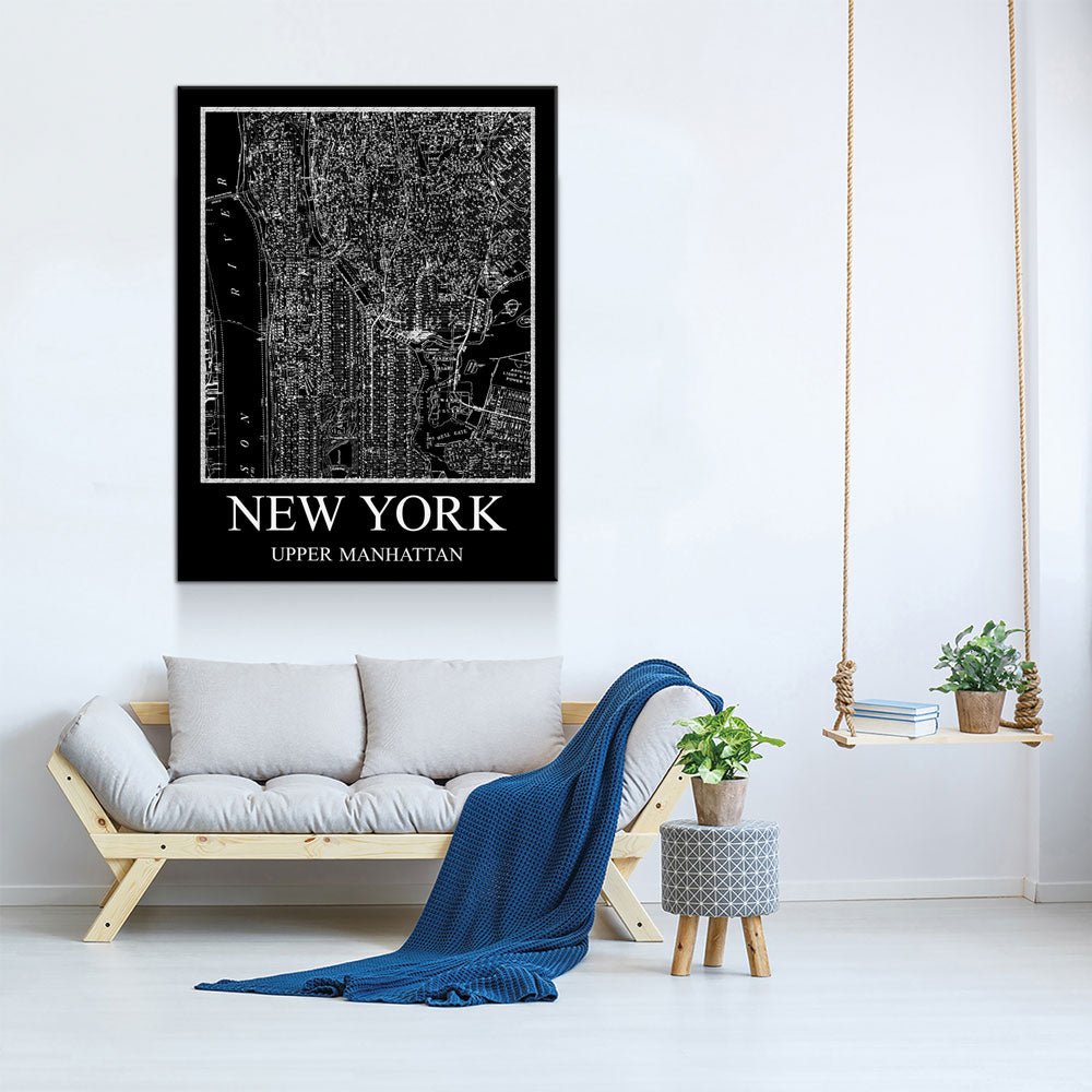 1880 New York Upper Manhattan Map Canvas Wall Art