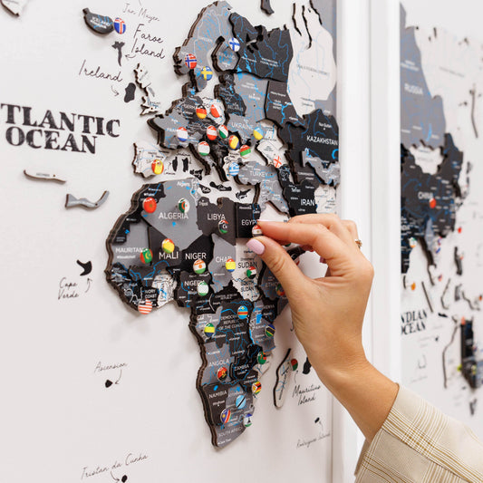 Wooden World Map Triptych Wall Art - Nordik