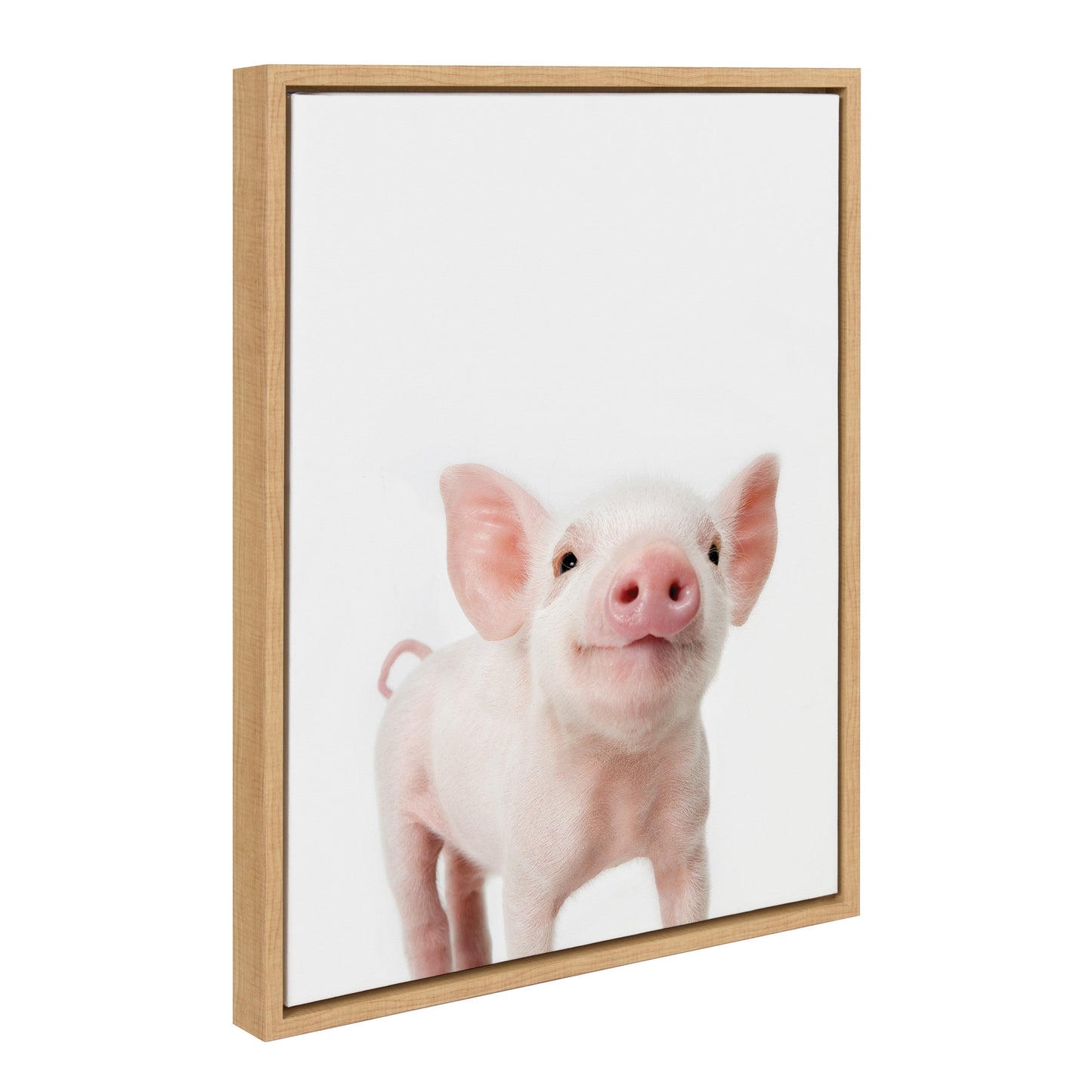 Piglet Portrait Framed Canvas Wall Art, Farmhouse Decor