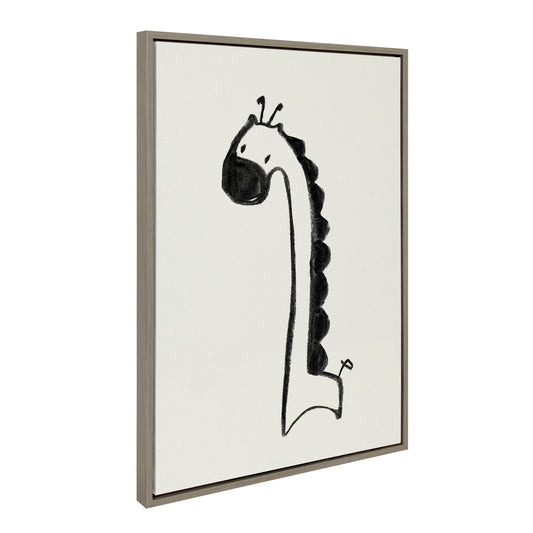 Giraffe, Lion and Elephant Black and White Canvas Set