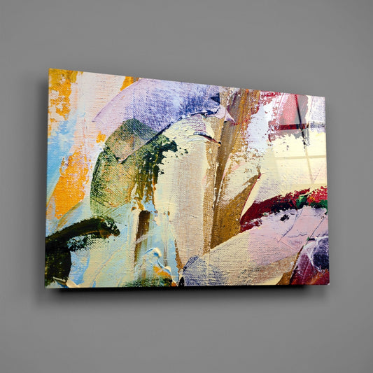 Palette Knife Multicolor Abstract Glass Wall Art