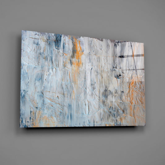 Peach Palette Knife Abstract Glass Wall Art
