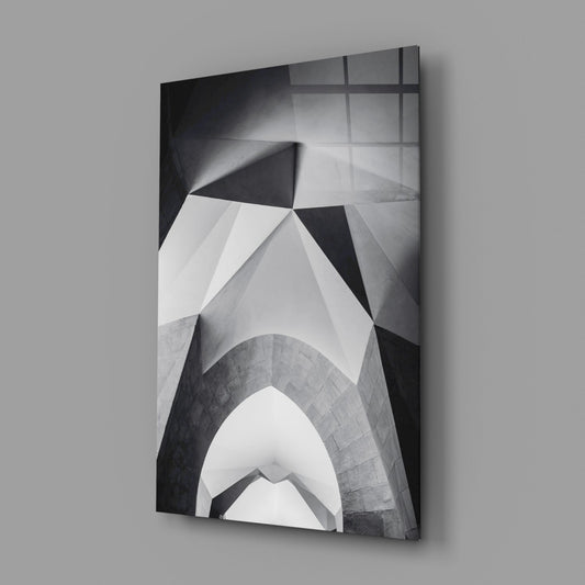 Monochrome Geometric Arches Glass Wall Art