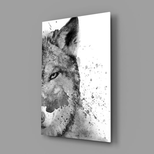 Wolf Ink Splash Glass Wall Art
