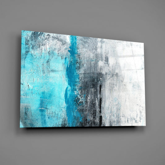 Turquoise Color Block Glass Wall Art