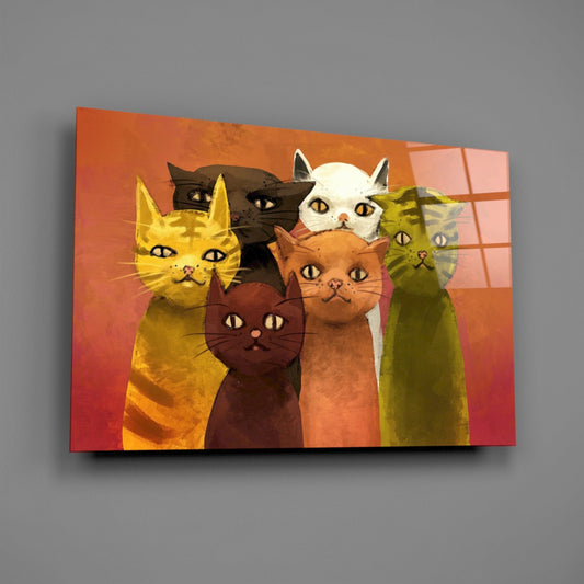 Cats Together Glass Wall Art Print