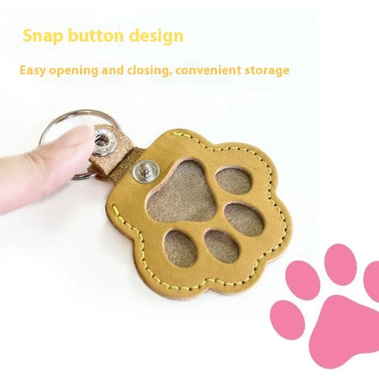 pet hair keepsake keychain in brown with snap button