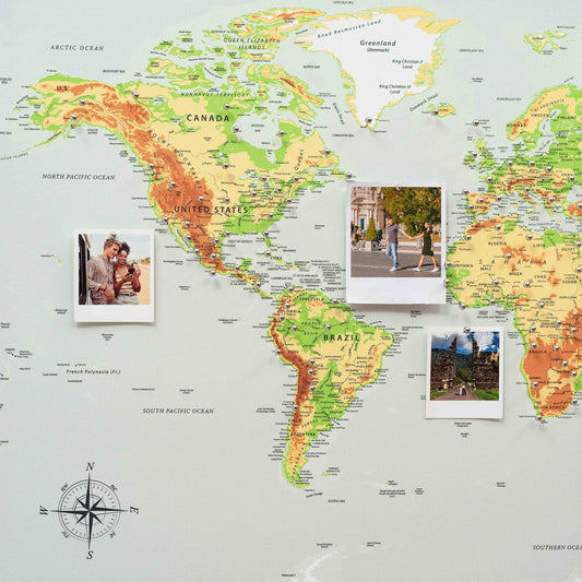 Framed World Map Canvas Wall Art
