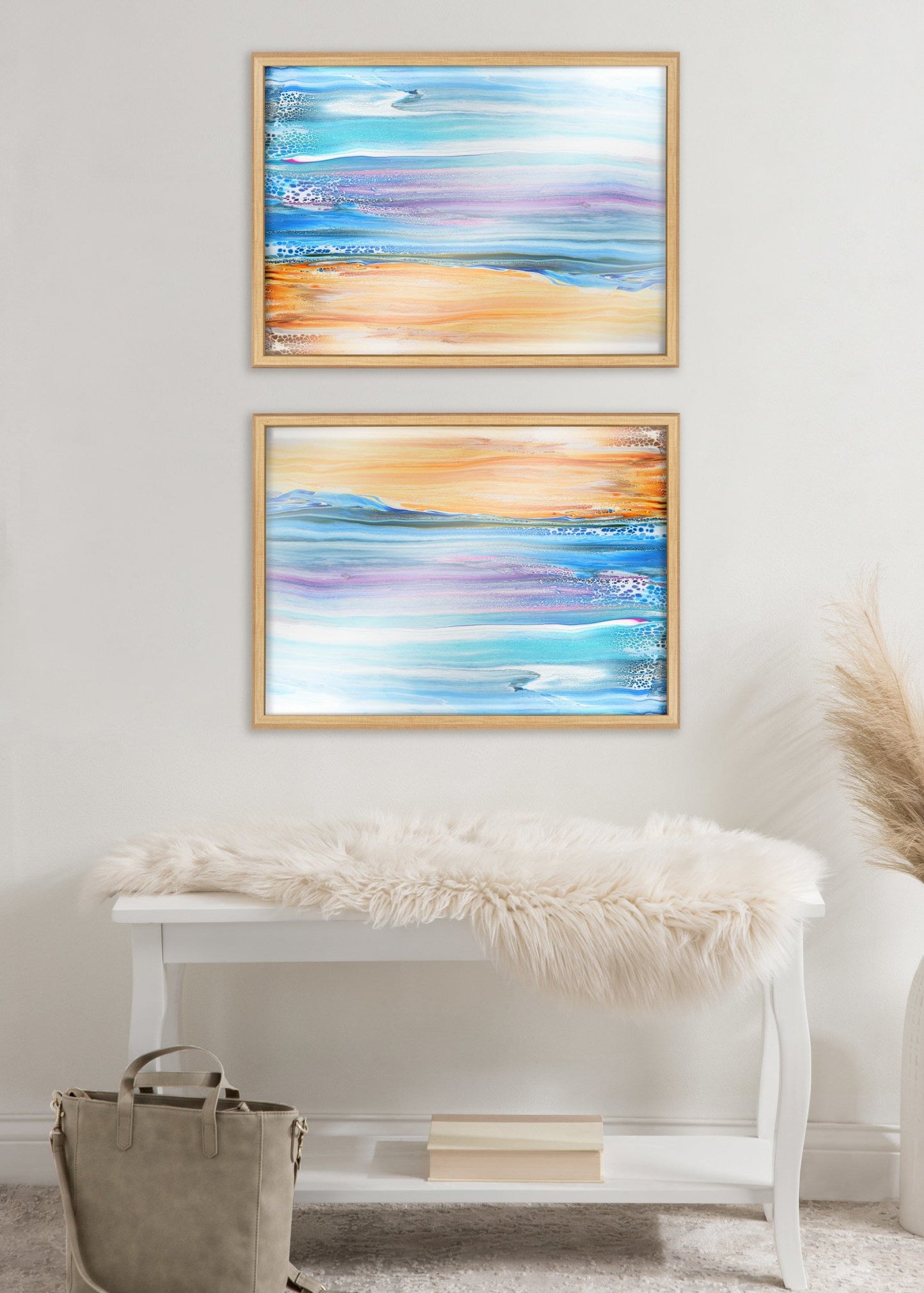 Sand and Surf Abstract Coastal Framed Wall Art